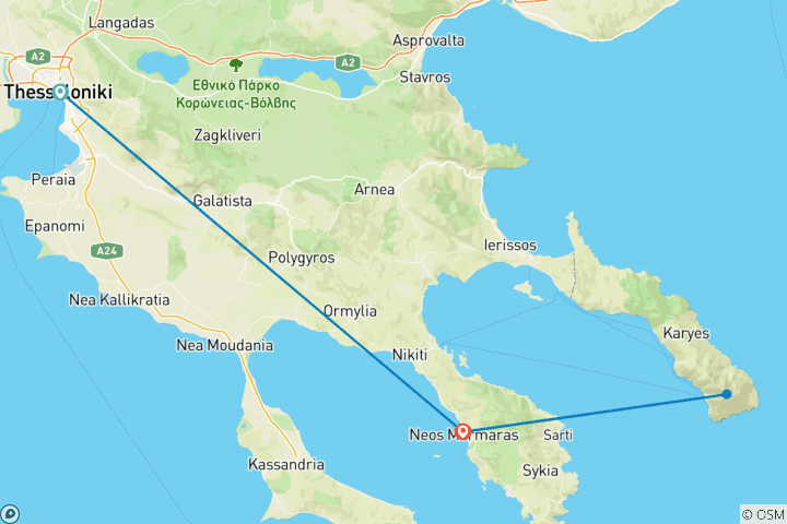 Carte du circuit Randonnée dans les Chalcidique (8 jours)