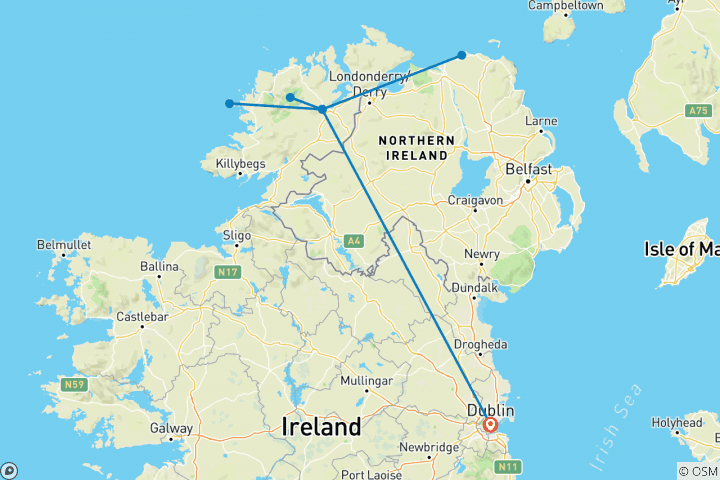 Carte du circuit Randonnée dans les hauts lieux de l'Irlande (8 jours)
