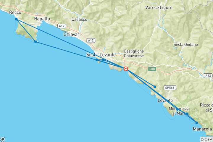 Carte du circuit Randonnée dans les Cinque Terre (8 jours)