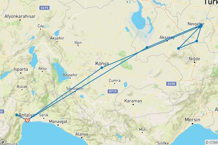 Karte von Türkei - die Wunderwelt Kappadokien erwandern (10 Tage)