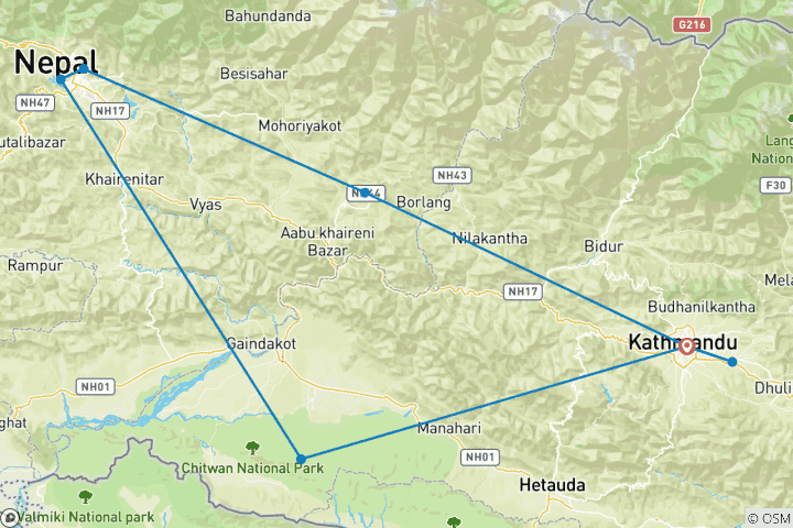 Karte von Nepals Highlights erleben (14 Tage)