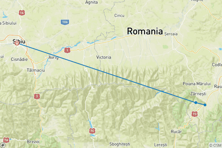 Carte du circuit Randonnée dans les hauts lieux de la Roumanie (8 jours)
