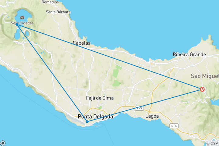 Map of Azoren - Sao Miguels Highlights erwandern (8 Tage)