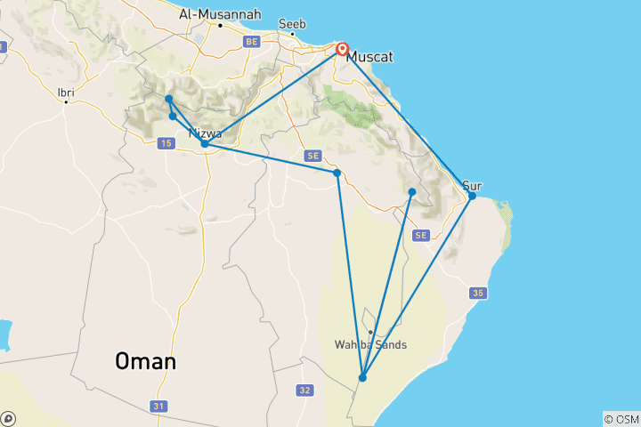 Karte von Kleingruppen-Rundreise – Oman