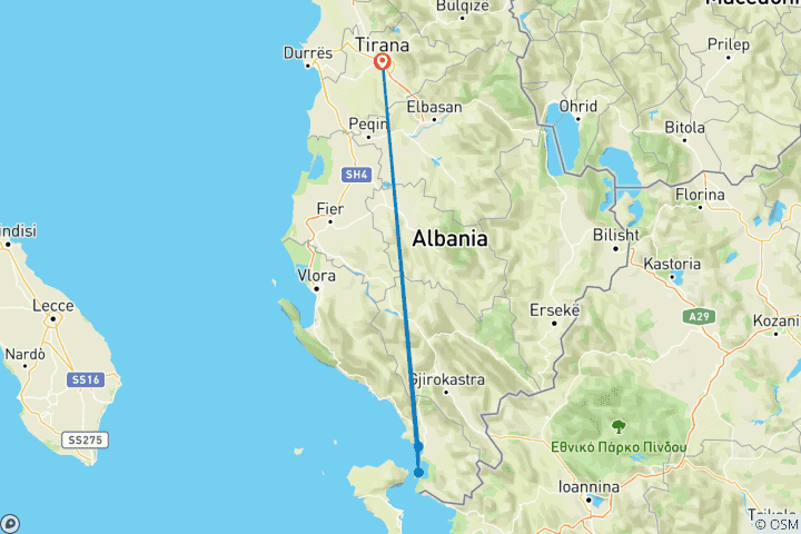 Map of Small Group Tour of Saranda, Ksamil & Blue Eye from Tirana