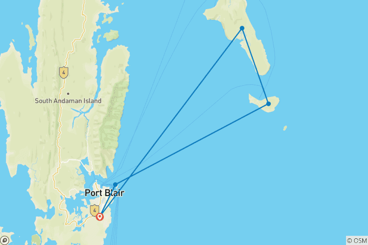 Carte du circuit L'enchantement d'Andaman : Retraite amoureuse à travers les îles Havelock, Neil et Ross