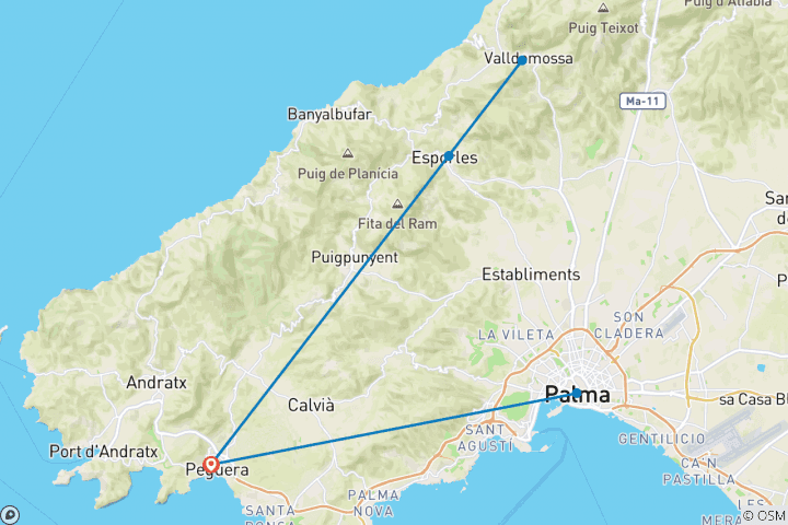Karte von Mallorca für Singles und Alleinreisende (8 Tage)