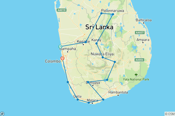 Map of Sri Lanka Adventure Scape