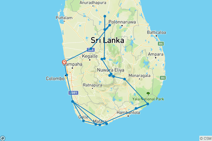 Karte von Sri Lanka für ältere Reisbis