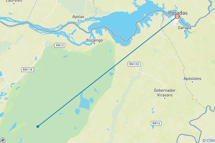 Carte du circuit Zones humides d'Ibera et observation des oiseaux