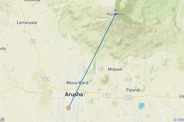 Carte du circuit Excursion d'une journée dans le parc national d'Arusha avec déjeuner pique- nique