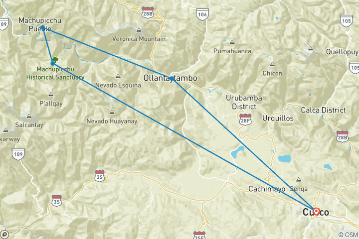 Map of Machu Picchu Day Trip from Cusco