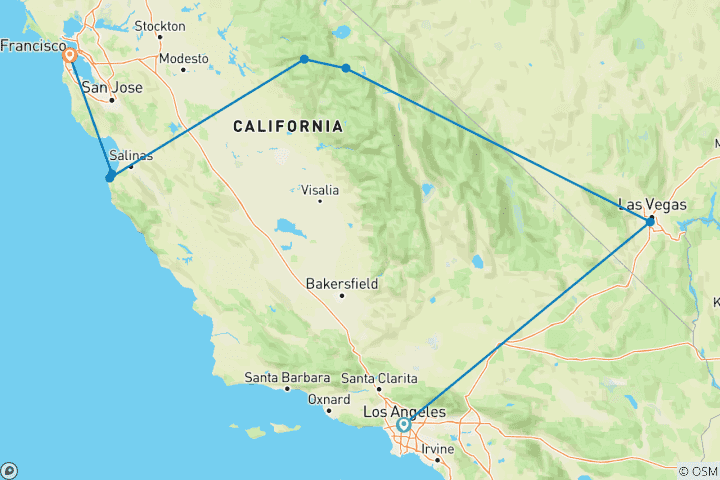 Carte du circuit Triangle occidental - Aéroport de Los Angeles
