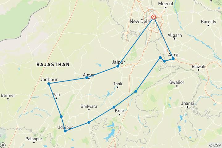 Kaart van Historisch Rajasthan