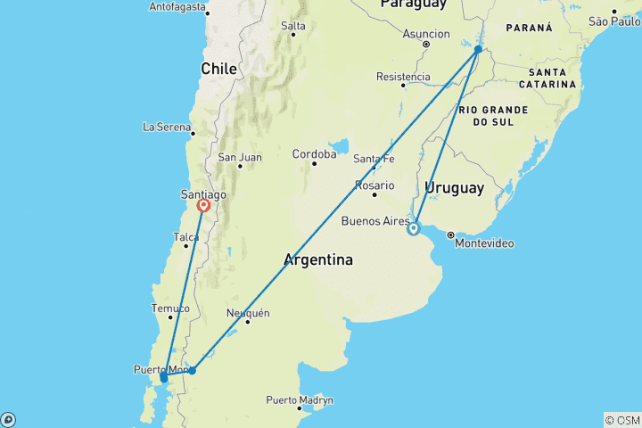 Carte du circuit Charms Amérique du Sud