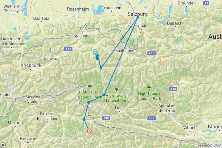 Map of At the pulse of the Alps from Kitzbühel to the Three Peaks