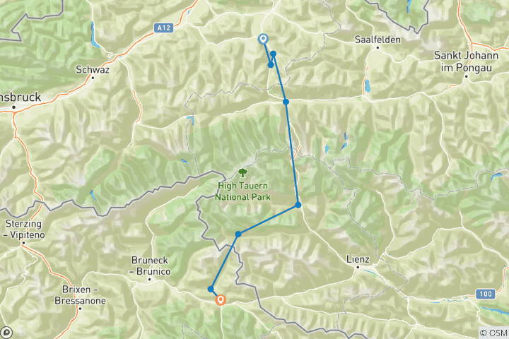 Kaart van Op de hoogte van de Alpen 2 – Van Kitzbühel naar de Drei Zinnen, met een vleugje charme