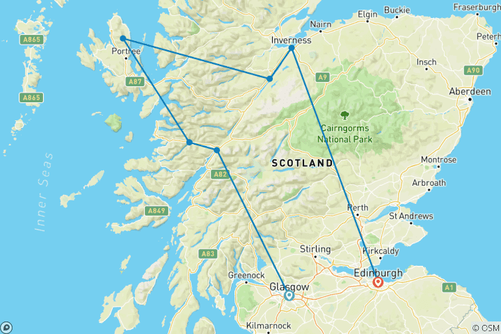 Map of Highlights of Scotland