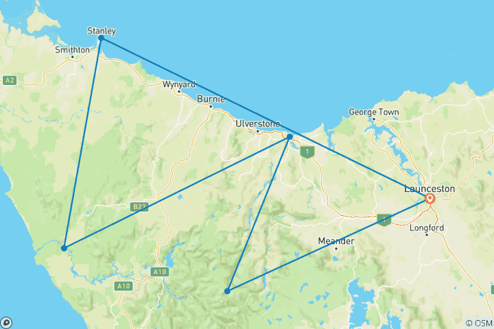 Map of Tasmania's Tarkine & Cradle Mountain Explorer