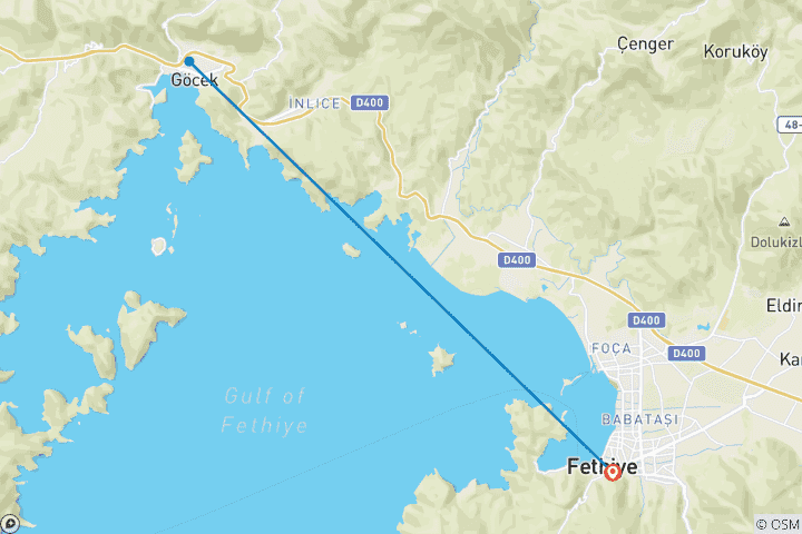 Map of Blue Escape in Turkey: 8 Days Sailing Tour from Fethiye