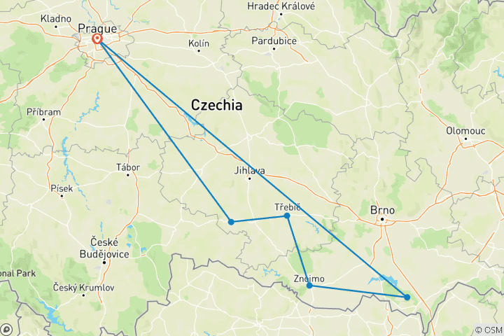 Carte du circuit Joyaux moraves de l'UNESCO - 3 jours