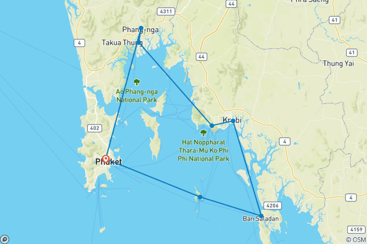 Karte von Traumhafte Segelabenteuer in Thailands exotischem Paradies