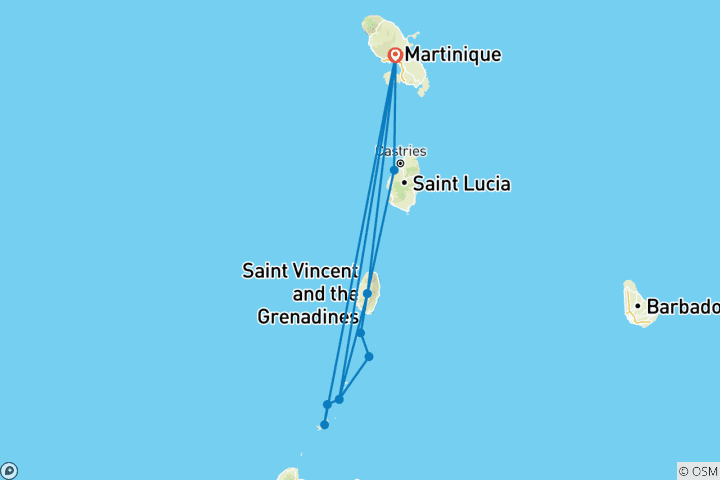 Carte du circuit Naviguer dans les merveilleuses Caraïbes