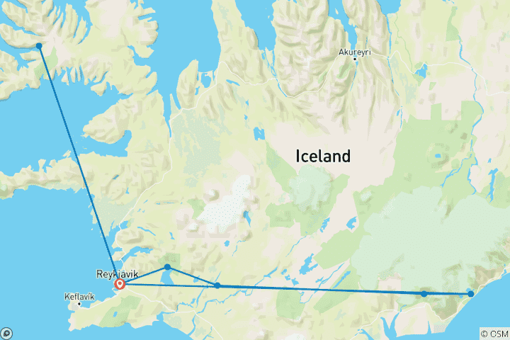 Map of Premium Iceland in Winter (8 destinations)