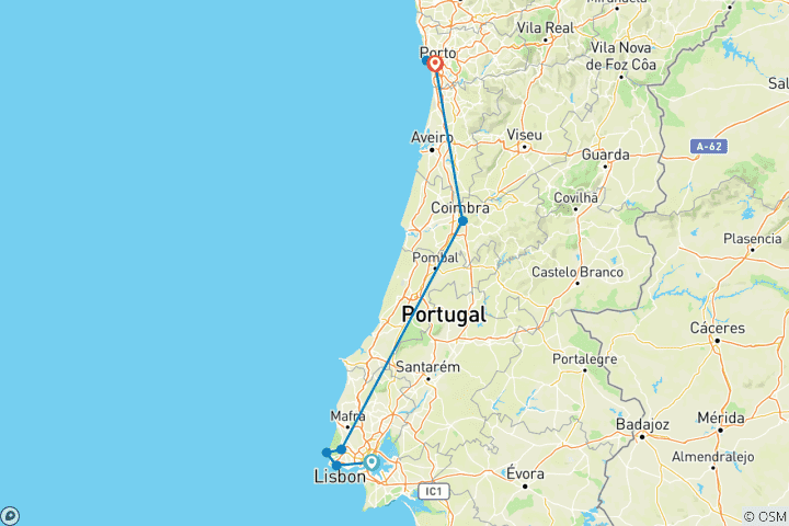 Map of Premium Portugal (8 destinations)