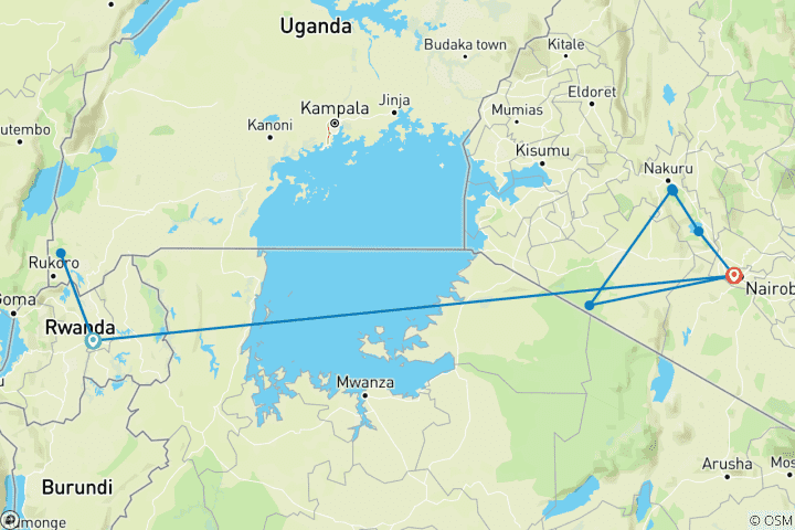 Karte von Premium Uganda, Ruanda & Kenia