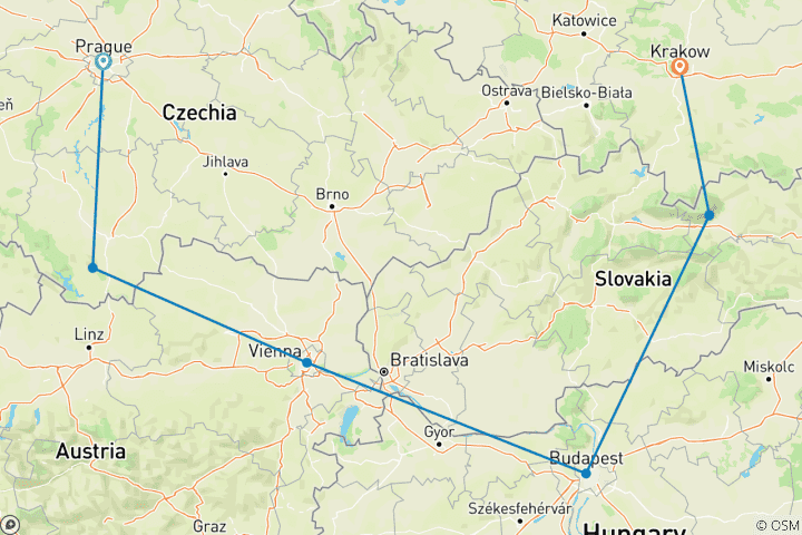 Carte du circuit Premium Europe centrale (from Prague to Cracovie)