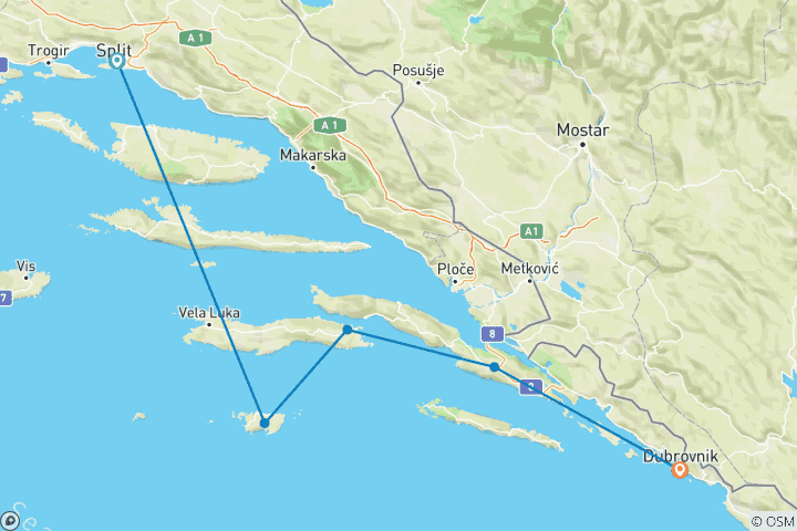 Map of Premium Split to Dubrovnik