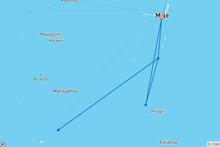 Carte du circuit Deluxe et Adventures bestseller des Maldives