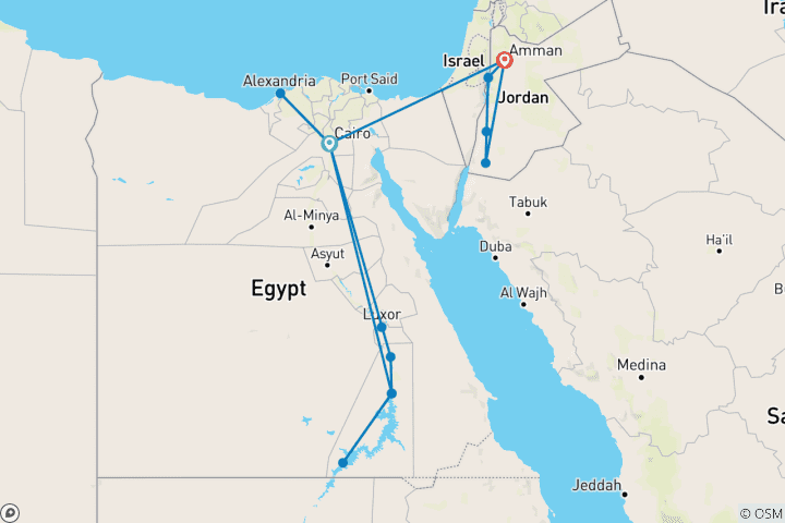 Mapa de Egipto y Jordania a fondo