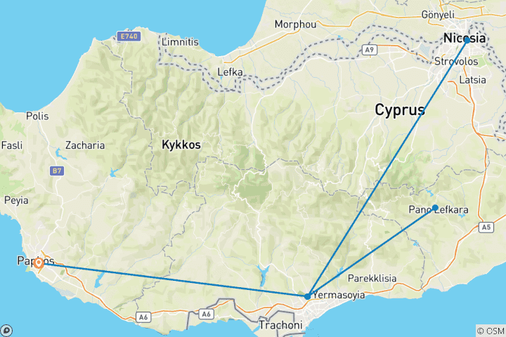Carte du circuit Points forts de Chypre