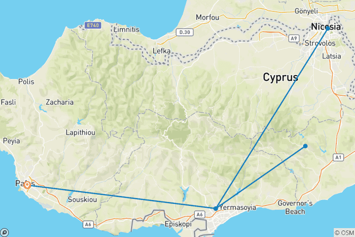 Carte du circuit Points forts de Chypre