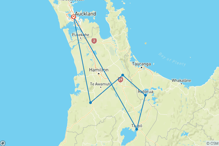 Mapa de NZ aventura norte