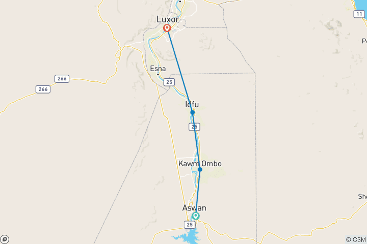 Carte du circuit Croisière 5 étoiles sur le Nil d'Assouan à Louxor - 4 jours avec repas et visites privées, visite guidée