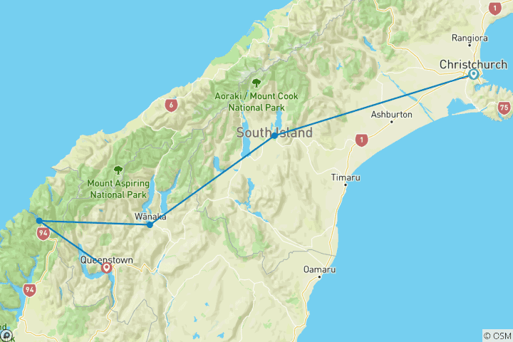 Mapa de NZ aventura sur