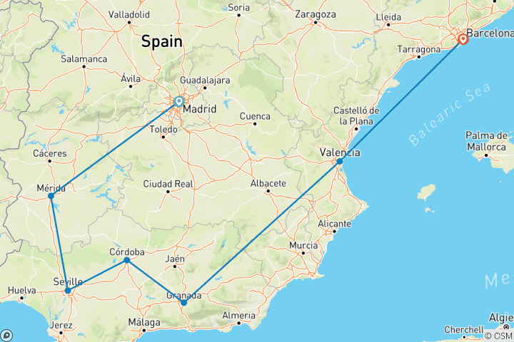 Carte du circuit Espagne charmante - 9 jours