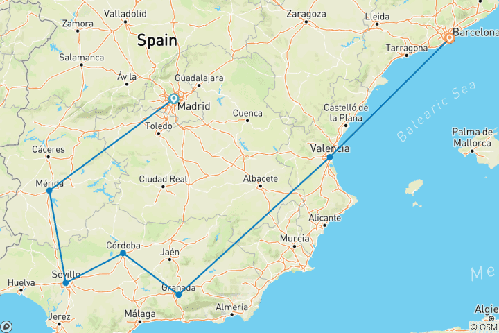 Carte du circuit Espagne charmante - 9 jours