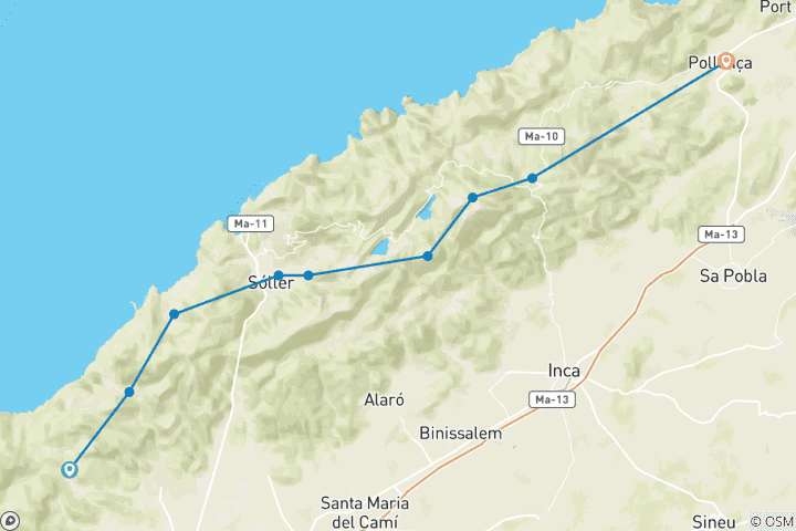 Carte du circuit Majorque - Sentier de grande randonnée GR221 Alpin (8 jours)