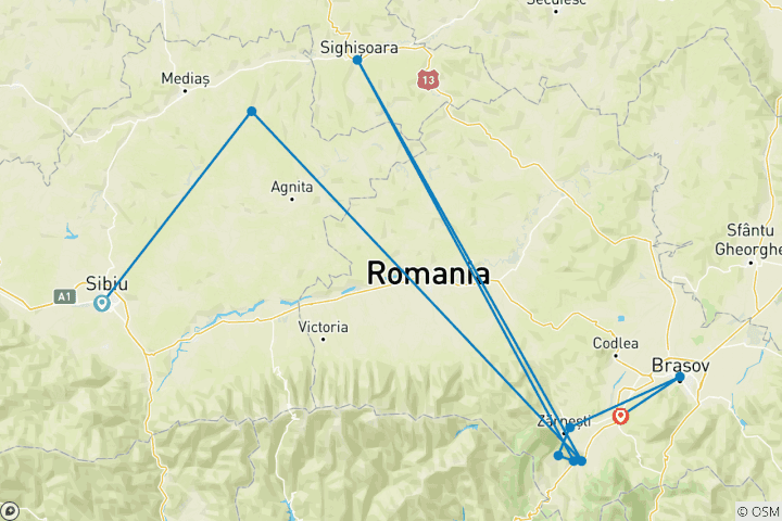 Map of Best of Transylvania - Transylvania and Carpathians 10 Days