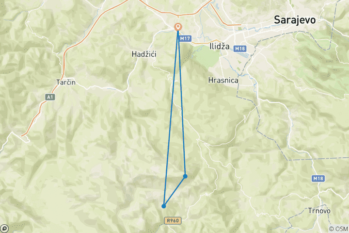 Kaart van Het beste van de Via Dinarica en Bjelasnica - 7 dagen