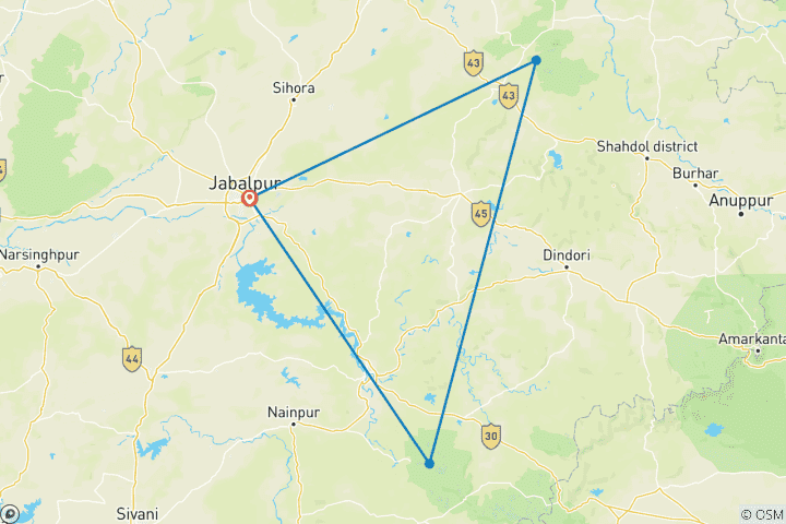 Map of MP Wildlife Tour