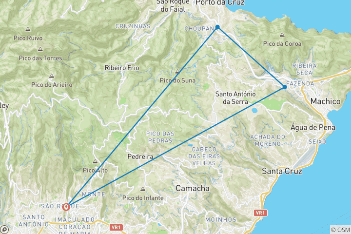 Kaart van Zelfgeleide wandeltocht op Madeira - de Levada-wandelpaden