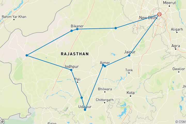 Map of Rajasthan Cultural Tour Package