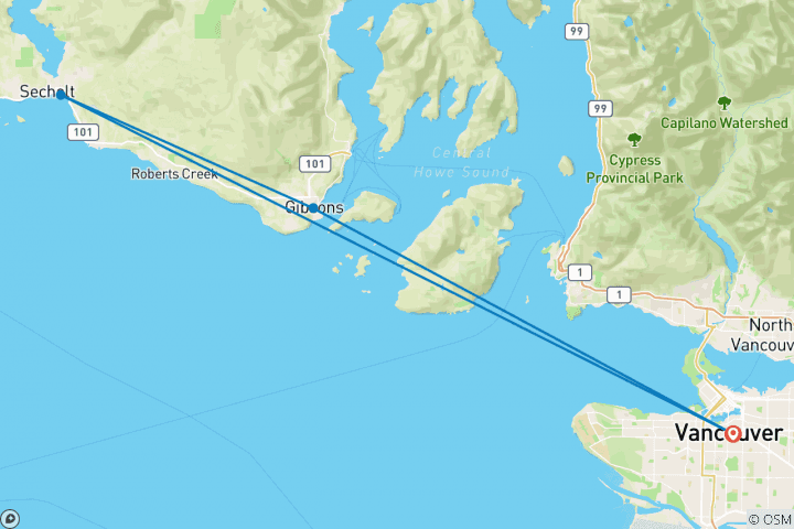 Carte du circuit Aventure estivale de marche sur la côte Sunshine