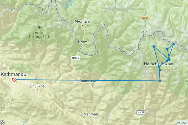 Map of Everest Base Camp Trek - 12 Days