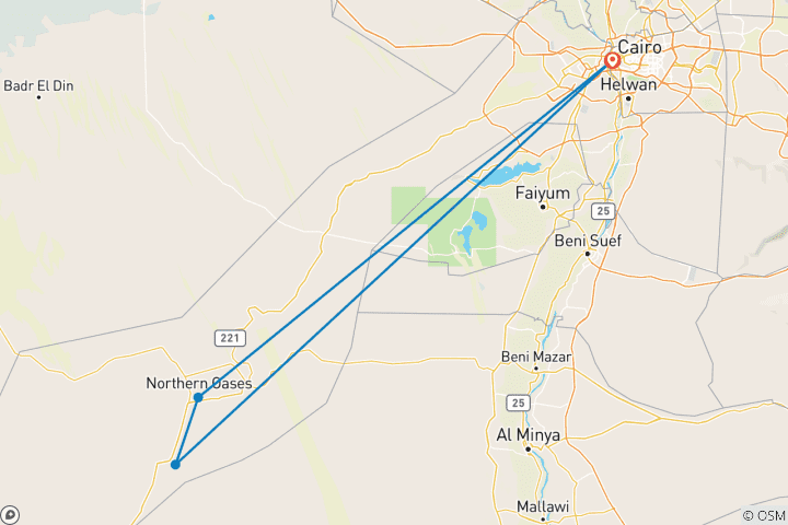 Map of Camping in the White & Black Deserts (Bahariya Oasis) & Cairo Private Transfer